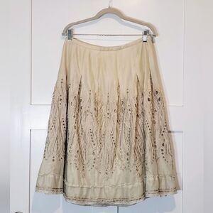 Talbots Vintage Paisley Pleated Enbroidered Lined A-Line Midi Skirt Size…